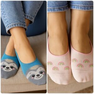 Women’s Foot Liners Rainbow Sloth Socks